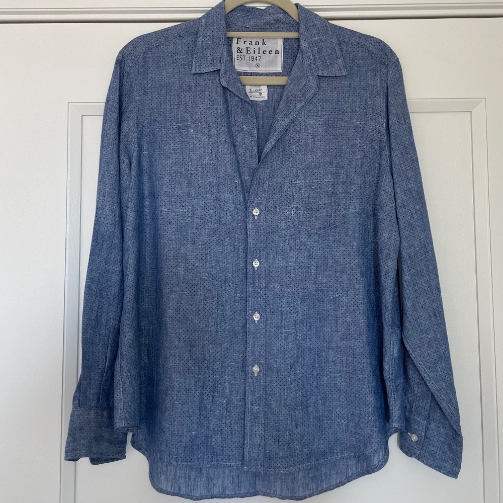 Frank & Eileen Linen Button Down Blouse - Size Small